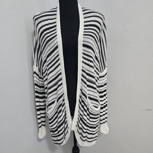Billabong Striped Black and White Women's Light Sweater Cardigan